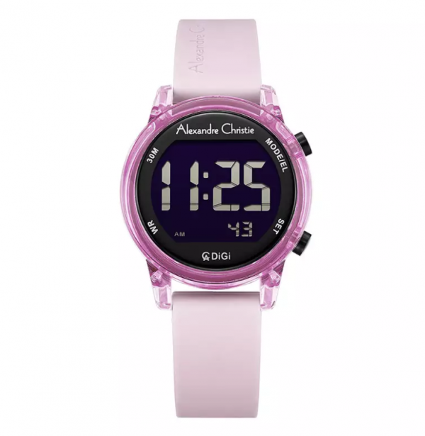 Jam digital dengan tali karet berwarna-warni